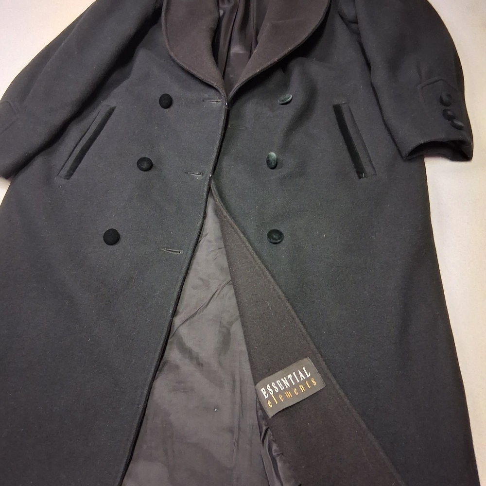 Vintage Essential Elements Wool Chesterfield Overcoat - Black Velvet Collar - Picture 3 of 6